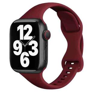 Small Waist Butterfly Buckle Watch Band For Apple Watch Ultra 49mm / Series 8&7 45mm / SE 2&6&SE&5&4 44mm / 3&2&1 42mm(Wine Red)