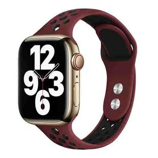 Double Nail Small Waist Watch Band For Apple Watch Ultra 49mm / Series 8&7 45mm / SE 2&6&SE&5&4 44mm / 3&2&1 42mm(Wine Red Black)