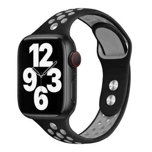 Double Nail Small Waist Watch Band For Apple Watch Series 8&7 41mm / SE 2&6&SE&5&4 40mm / 3&2&1 38mm(Black Grey)