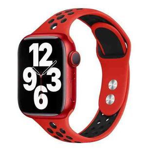 Double Nail Small Waist Watch Band For Apple Watch Series 8&7 41mm / SE 2&6&SE&5&4 40mm / 3&2&1 38mm(Red Black)