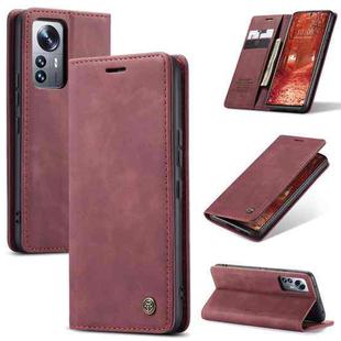 For Xiaomi 12 Lite CaseMe 013 Multifunctional Horizontal Flip Leather Phone Case(Wine Red)