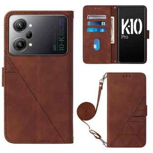 For OPPO K10 Pro 5G Crossbody 3D Embossed Flip Leather Phone Case(Brown)