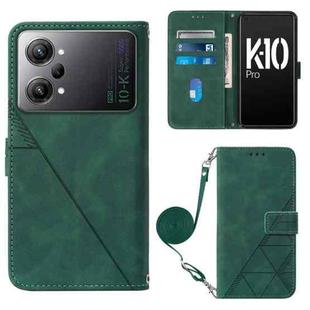 For OPPO K10 Pro 5G Crossbody 3D Embossed Flip Leather Phone Case(Dark Green)