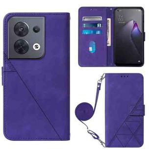 For OPPO Reno8 Crossbody 3D Embossed Flip Leather Phone Case(Purple)