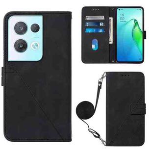 For OPPO Reno8 Pro Crossbody 3D Embossed Flip Leather Phone Case(Black)