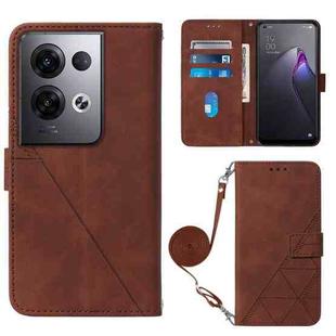 For OPPO Reno8 Pro+ Crossbody 3D Embossed Flip Leather Phone Case(Brown)