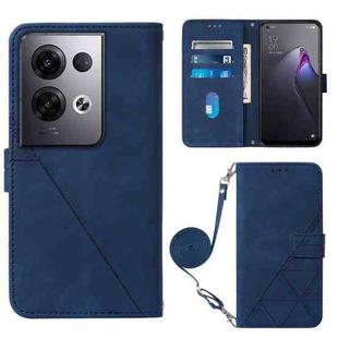 For OPPO Reno8 Pro+ Crossbody 3D Embossed Flip Leather Phone Case(Blue)