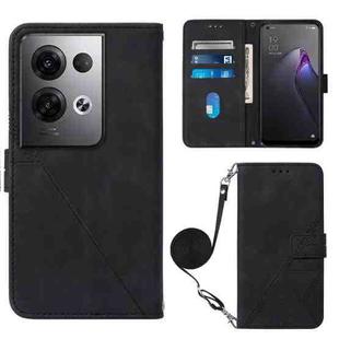 For OPPO Reno8 Pro+ Crossbody 3D Embossed Flip Leather Phone Case(Black)