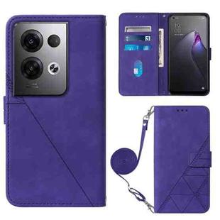 For OPPO Reno8 Pro+ Crossbody 3D Embossed Flip Leather Phone Case(Purple)