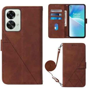 For OnePlus Nord 2T Crossbody 3D Embossed Flip Leather Phone Case(Brown)