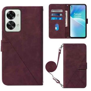 For OnePlus Nord 2T Crossbody 3D Embossed Flip Leather Phone Case(Wine Red)