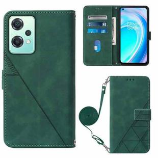 For OnePlus Nord CE 2 Lite 5G Crossbody 3D Embossed Flip Leather Phone Case(Dark Green)