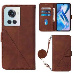 For OnePlus Ace 5G Crossbody 3D Embossed Flip Leather Phone Case(Brown)