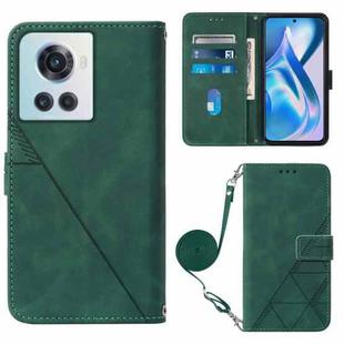 For OnePlus Ace 5G Crossbody 3D Embossed Flip Leather Phone Case(Dark Green)