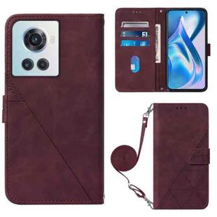 For OnePlus Ace 5G Crossbody 3D Embossed Flip Leather Phone Case(Wine Red)