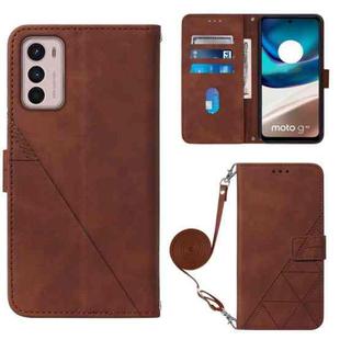 For Motorola Moto G42 Crossbody 3D Embossed Flip Leather Phone Case(Brown)