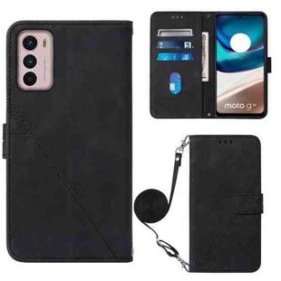 For Motorola Moto G42 Crossbody 3D Embossed Flip Leather Phone Case(Black)