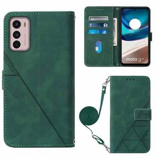 For Motorola Moto G42 Crossbody 3D Embossed Flip Leather Phone Case(Dark Green)