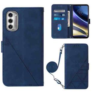 For Motorola Moto G52j 5G Crossbody 3D Embossed Flip Leather Phone Case(Blue)