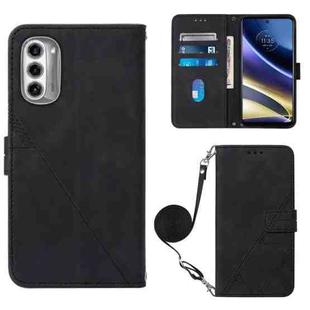 For Motorola Moto G52j 5G Crossbody 3D Embossed Flip Leather Phone Case(Black)