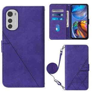 For Motorola Moto E32 Crossbody 3D Embossed Flip Leather Phone Case(Purple)