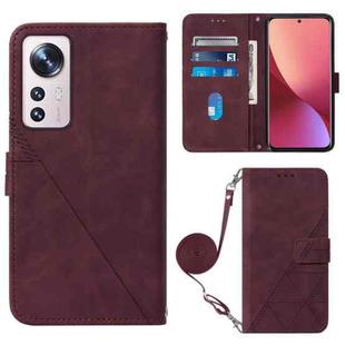 For Xiaomi 12 Lite Crossbody 3D Embossed Flip Leather Phone Case(Wine Red)