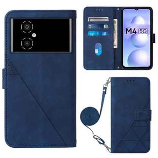 For Xiaomi Poco M4 5G Crossbody 3D Embossed Flip Leather Phone Case(Blue)