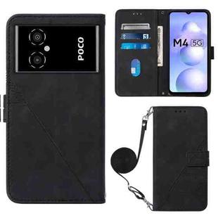 For Xiaomi Poco M4 5G Crossbody 3D Embossed Flip Leather Phone Case(Black)