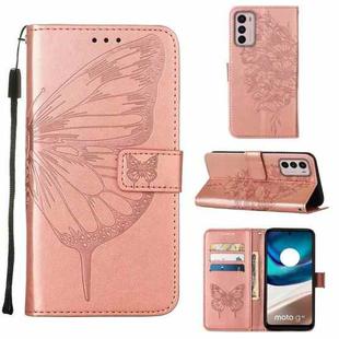 For Motorola Moto G42 Embossed Butterfly Flip Leather Phone Case(Rose Gold)