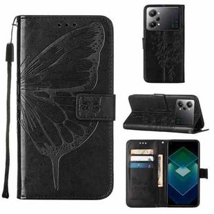 For OPPO K10 Pro 5G Embossed Butterfly Flip Leather Phone Case(Black)