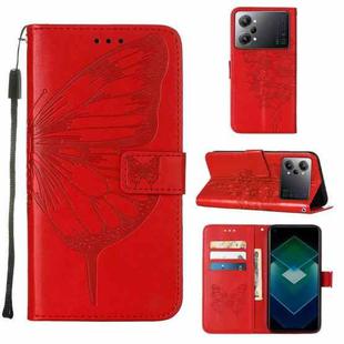 For OPPO K10 Pro 5G Embossed Butterfly Flip Leather Phone Case(Red)