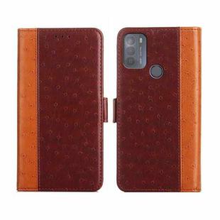 For Motorola Moto G50 Ostrich Texture Flip Leather Phone Case(Brown)