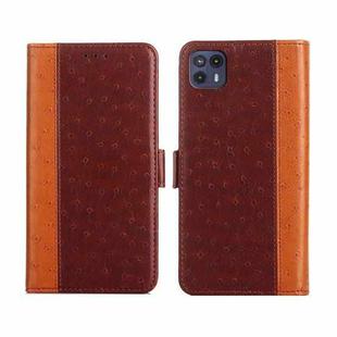 For Motorola Moto G50 5G Ostrich Texture Flip Leather Phone Case(Brown)