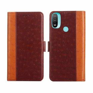 For Motorola Moto E20 Ostrich Texture Flip Leather Phone Case(Brown)