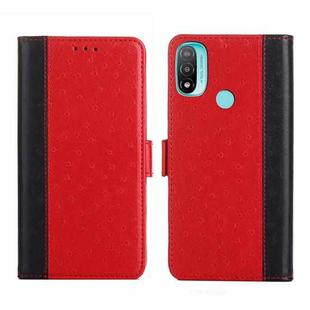 For Motorola Moto E20 Ostrich Texture Flip Leather Phone Case(Red)