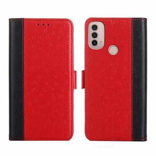 For Motorola Moto E40 Ostrich Texture Flip Leather Phone Case(Red)