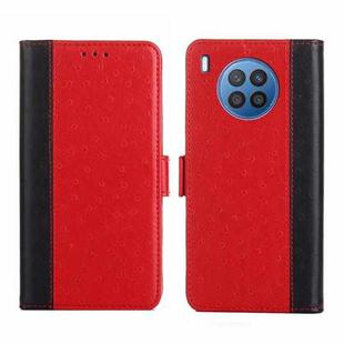 For Huawei nova 8i Ostrich Texture Flip Leather Phone Case(Red)