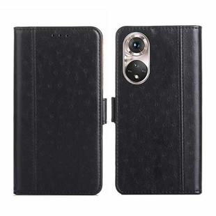 For Honor 50 Pro Ostrich Texture Flip Leather Phone Case(Black)