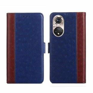 For Honor 50 Pro Ostrich Texture Flip Leather Phone Case(Blue)