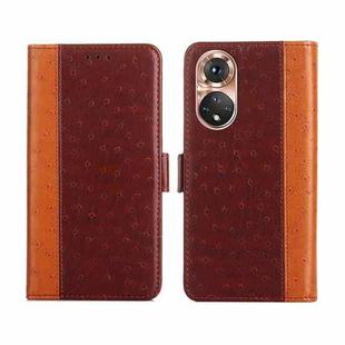 For Honor 50 Ostrich Texture Flip Leather Phone Case(Brown)