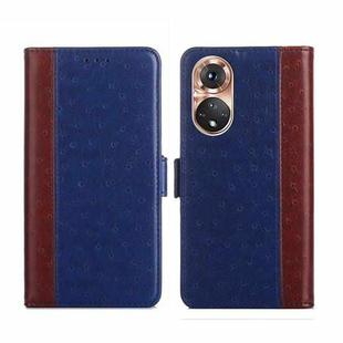 For Honor 50 Ostrich Texture Flip Leather Phone Case(Blue)