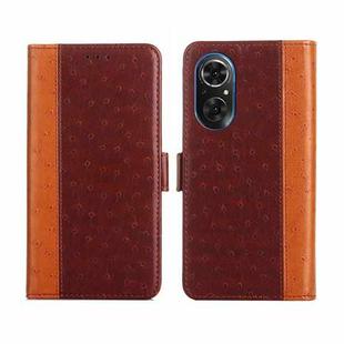 For Honor 50 SE Ostrich Texture Flip Leather Phone Case(Brown)