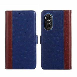 For Honor 50 SE Ostrich Texture Flip Leather Phone Case(Blue)