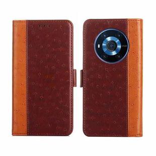 For Honor Magic3 Ostrich Texture Flip Leather Phone Case(Brown)
