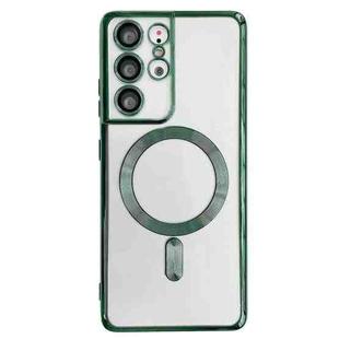 For Samsung Galaxy S22 5G Electroplated Frame MagSafe Magnetic Phone Case(Dark Green)
