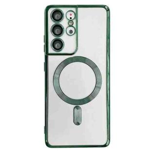 For Samsung Galaxy S22+ 5G Electroplated Frame MagSafe Magnetic Phone Case(Dark Green)