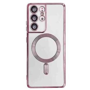 For Samsung Galaxy S22+ 5G Electroplated Frame MagSafe Magnetic Phone Case(Light Pink)