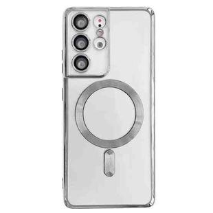 For Samsung Galaxy S22 Ultra 5G Electroplated Frame MagSafe Magnetic Phone Case(Silver)