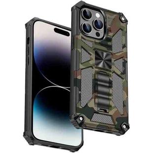 For iPhone 14 Pro Camouflage Armor Shockproof TPU + PC Magnetic Phone Case(Army Green)