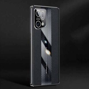 For OPPO Find X5/Find X5 Pro Racing Car Design Leather Electroplating Process Anti-fingerprint Protective Phone Case(Black)